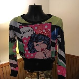 Retro Pop art crop top light weight sweater